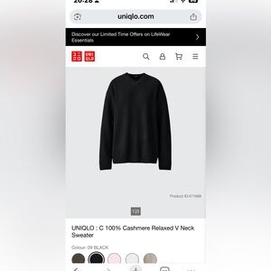 Final Price- No Offers! Women’s Uniqlo Oversized Cashmere V-Neck Sweater